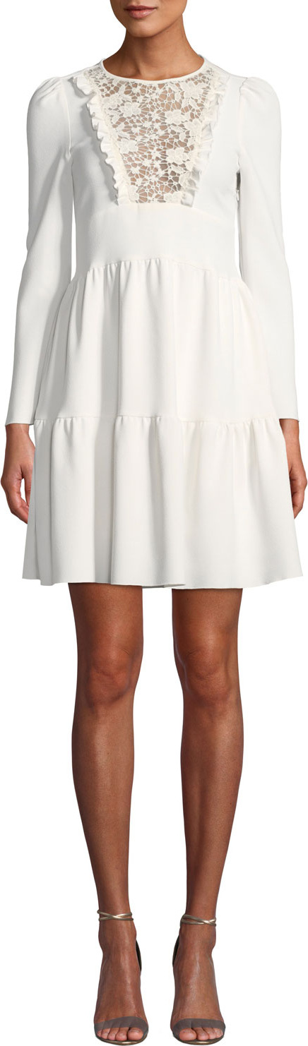 See By Chloé Short Long-Sleeve Lace Tiered Dress