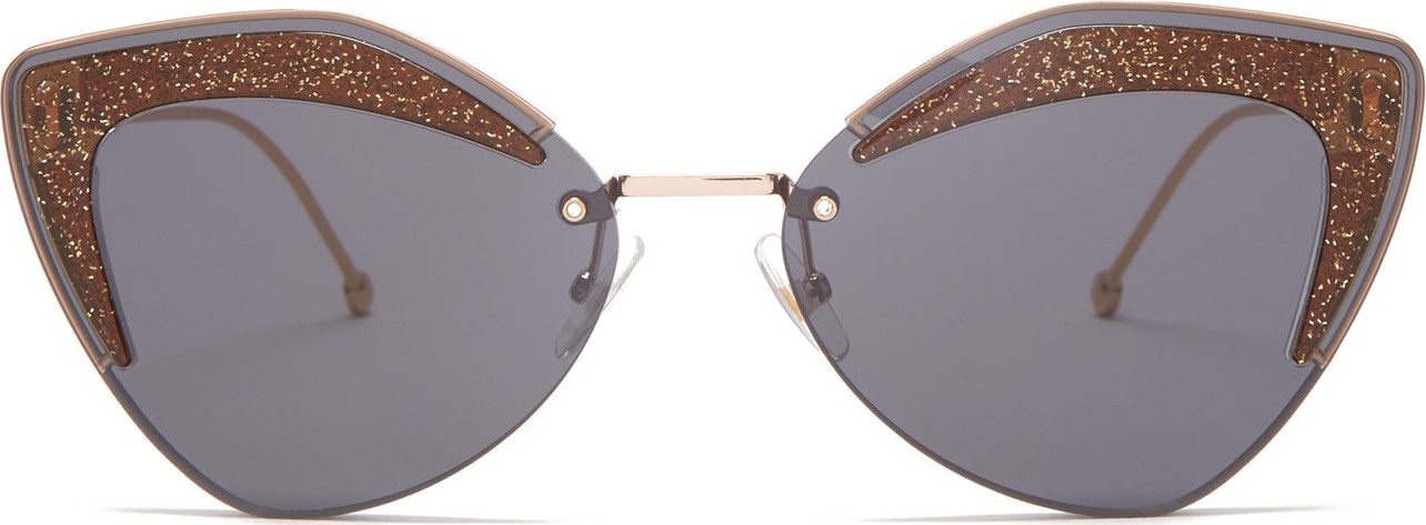 Fendi Glitter cat-eye metal sunglasses