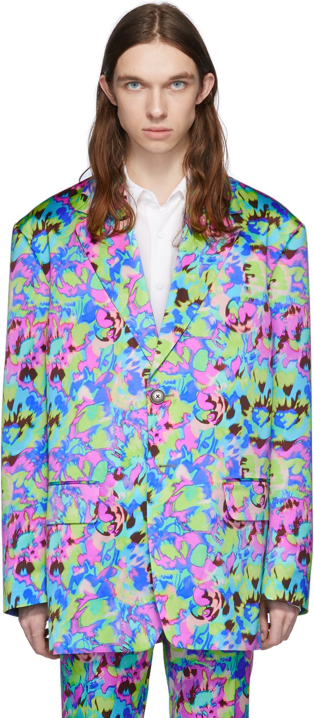 Dries Van Noten Multicolor Neon Floral Blazer