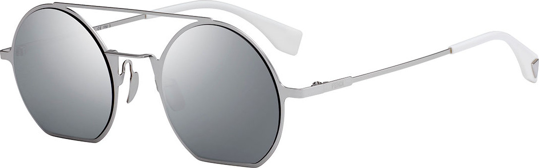 Fendi Straight-Brow Round Metal Sunglasses