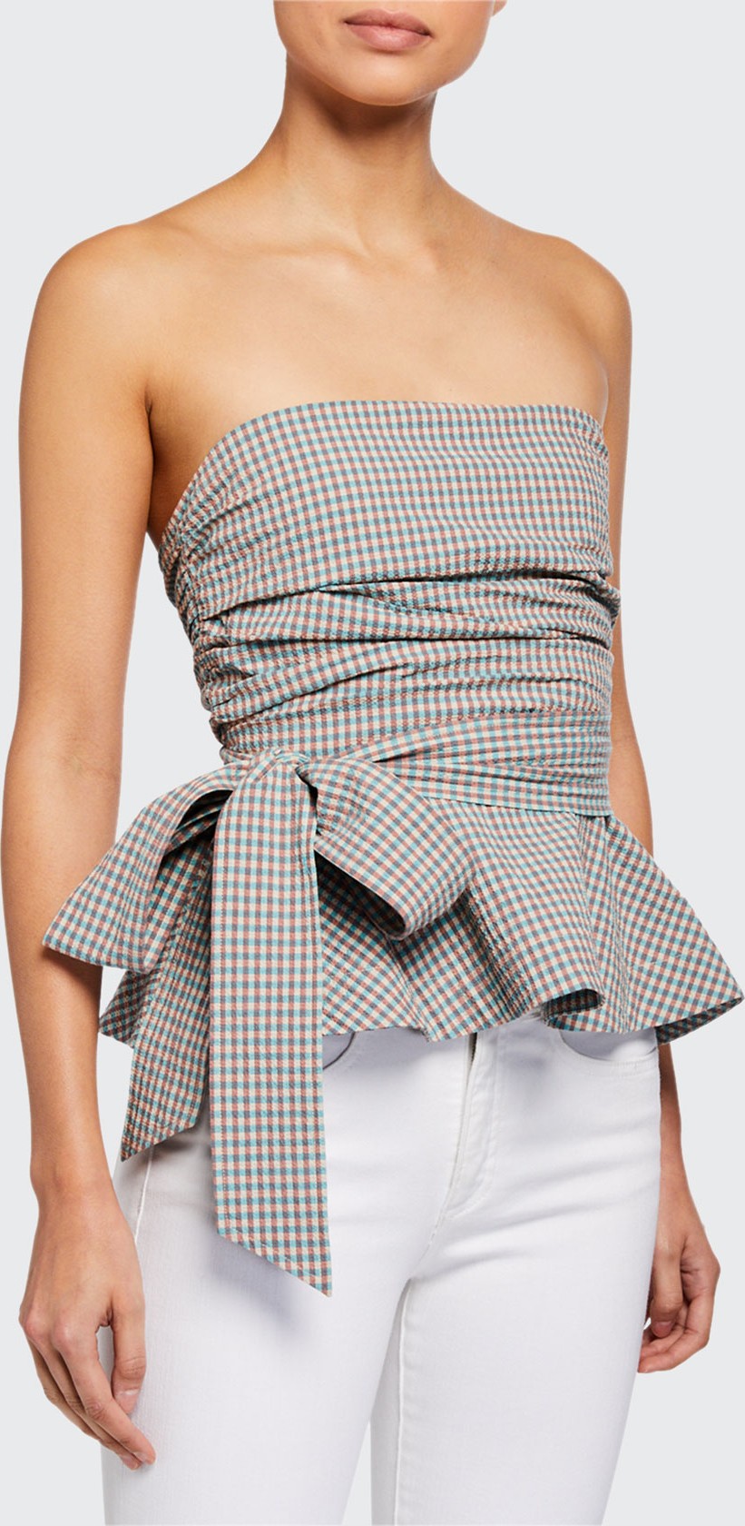 Veronica Beard Jolene Strapless Peplum Top