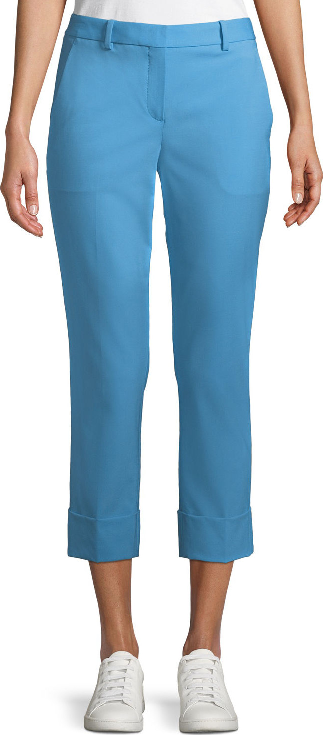 Theory New Stretch-Wool Crop Cuff Straight-Leg Pants
