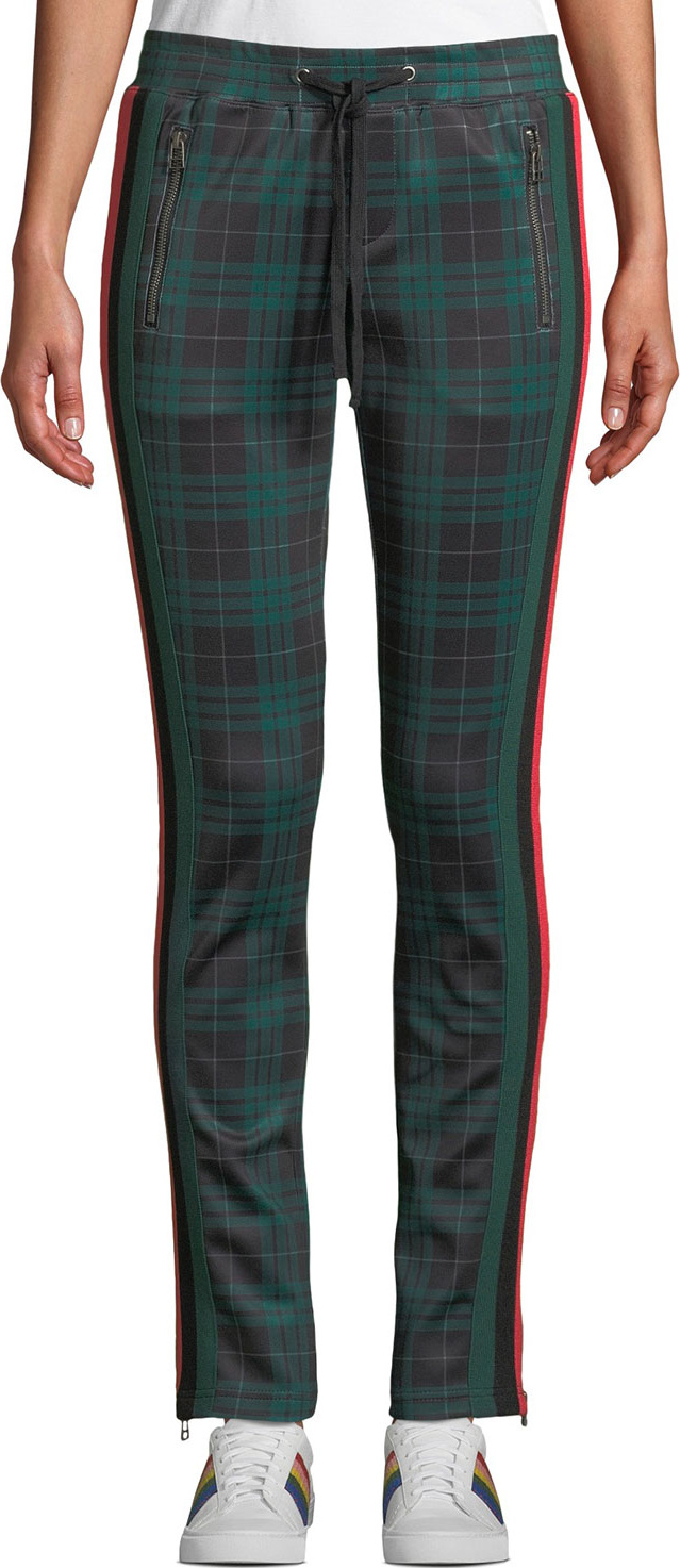 PAM & GELA Stewart Plaid Racer Stripe Cigarette Track Pants
