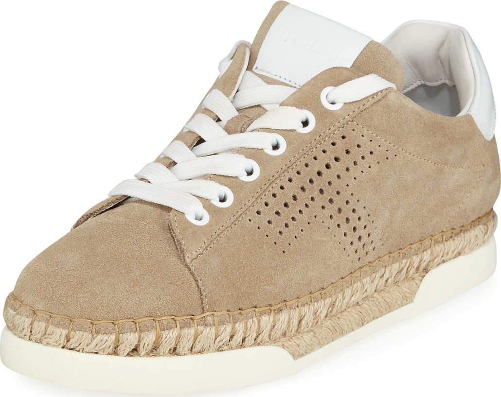 Tod's Perforated Lace-Up Espadrille Sneakers