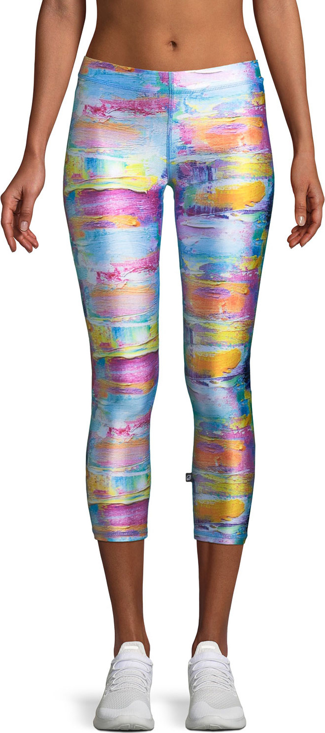 Terez Abstract Art Printed Capri Performance Leggings