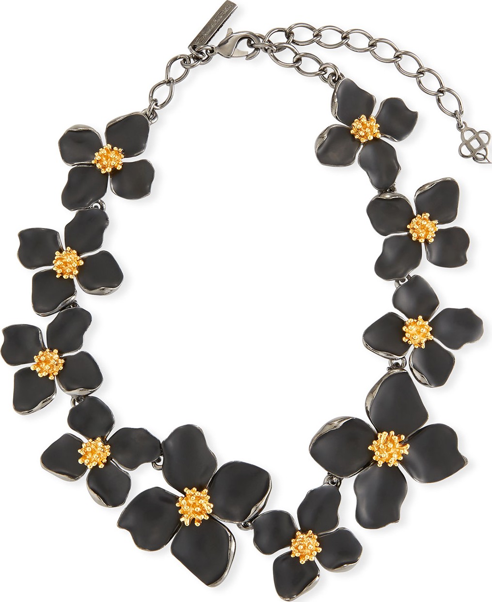 Oscar De La Renta Painted Flower Collar Necklace
