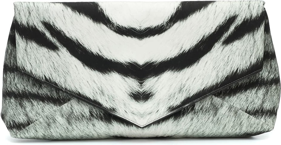 Dries Van Noten Tiger-print satin clutch