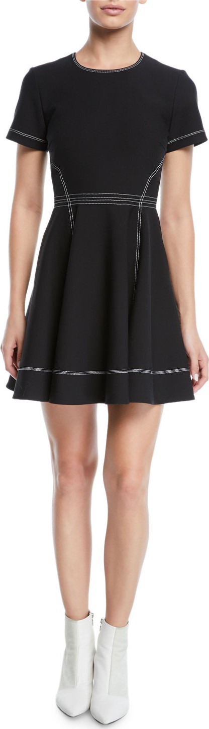 Cinq A Sept Bryce Short-Sleeve Fit-and-Flare Mini Dress