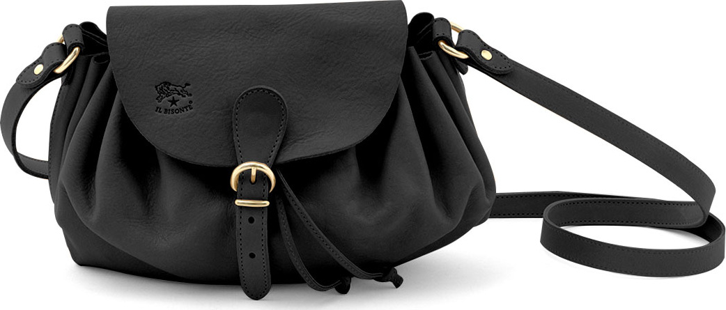 Il Bisonte Ruched Leather Drawstring Crossbody Bag