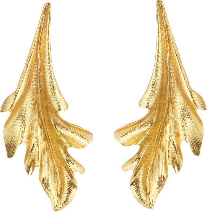 Oscar De La Renta Baroque Leaves Earrings