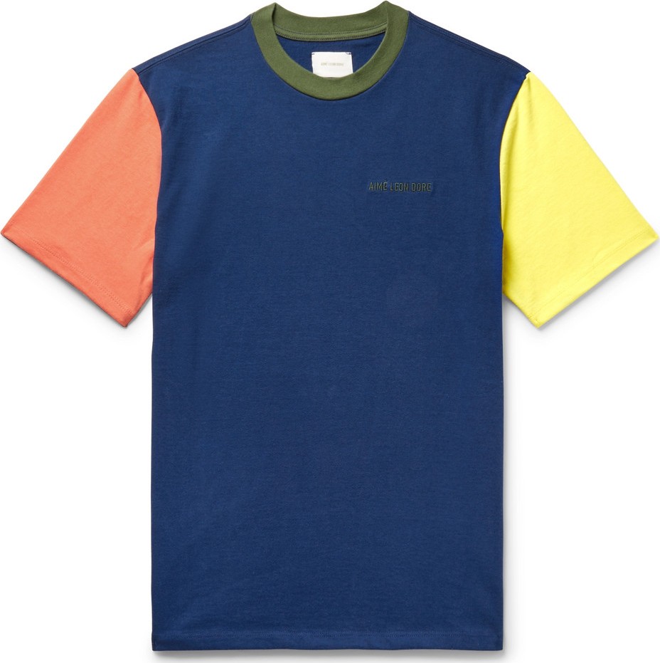 Aimé Leon Dore Logo-Embroidered Colour-Block Cotton-Jersey T-Shirt
