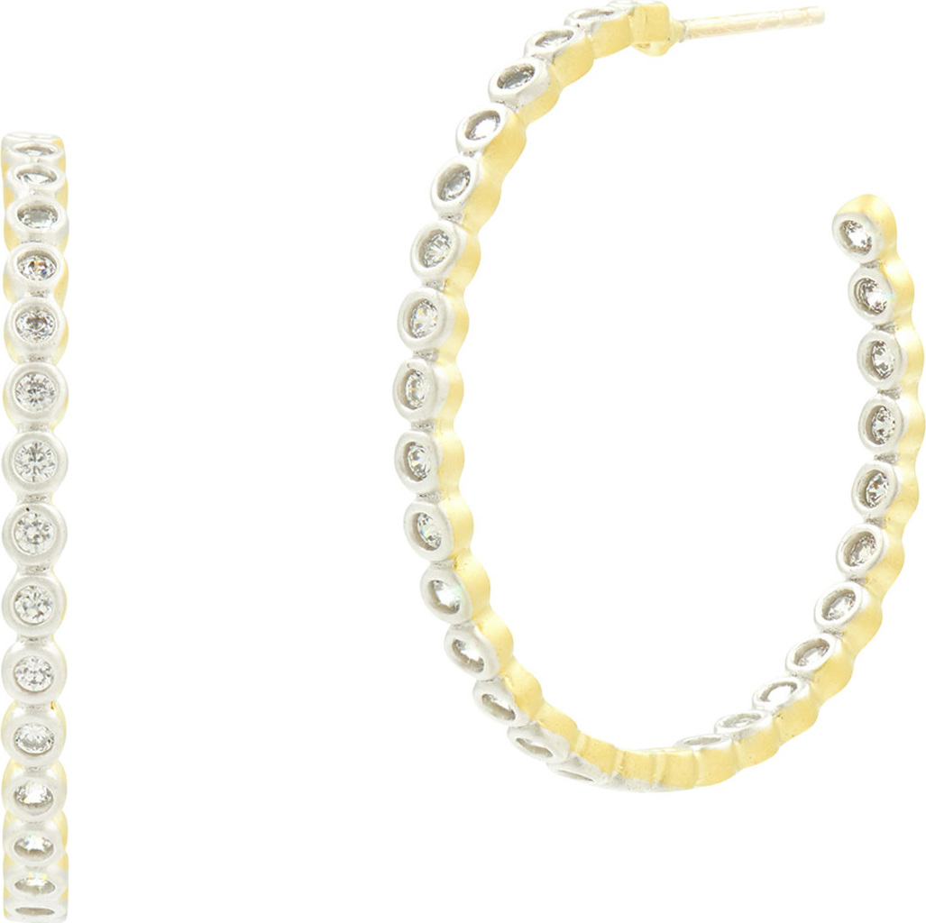 Freida Rothman 14k Fleur Bloom Cubic Zirconia Hoop Earrings