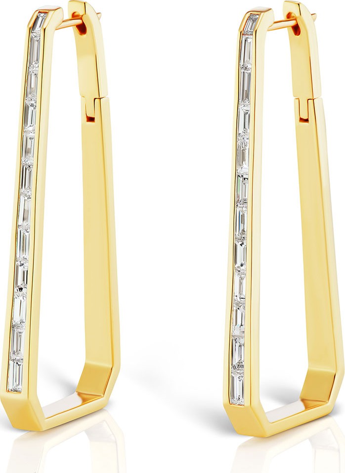Maria Canale 18k Gold Diamond Trapezoid Hoop Earrings