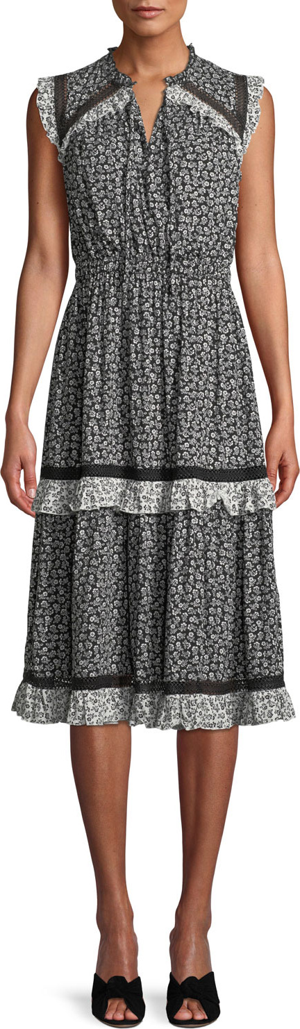 Kate Spade New York plains ditsy dress w/ tiered skirt