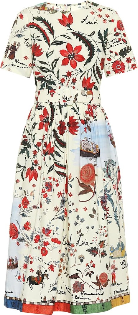 Oscar De La Renta Printed stretch cotton dress