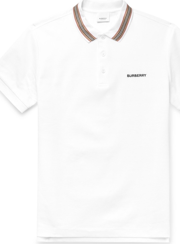 Burberry London England Contrast-Tipped Cotton-Piqué Polo Shirt