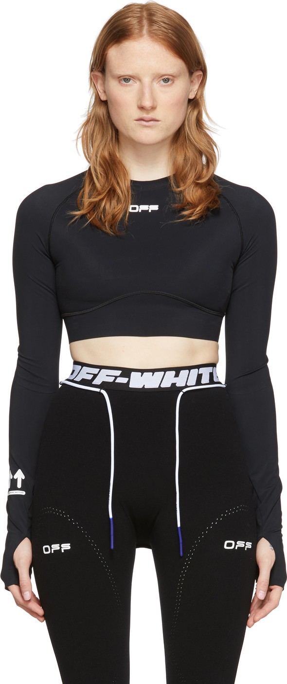 Off White Black Active Cropped T-Shirt