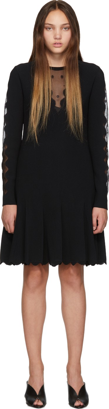 Alexander McQueen Black Knit Ottoman Mini Dress