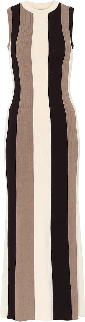 AMI Striped ribbed-knit maxi dress