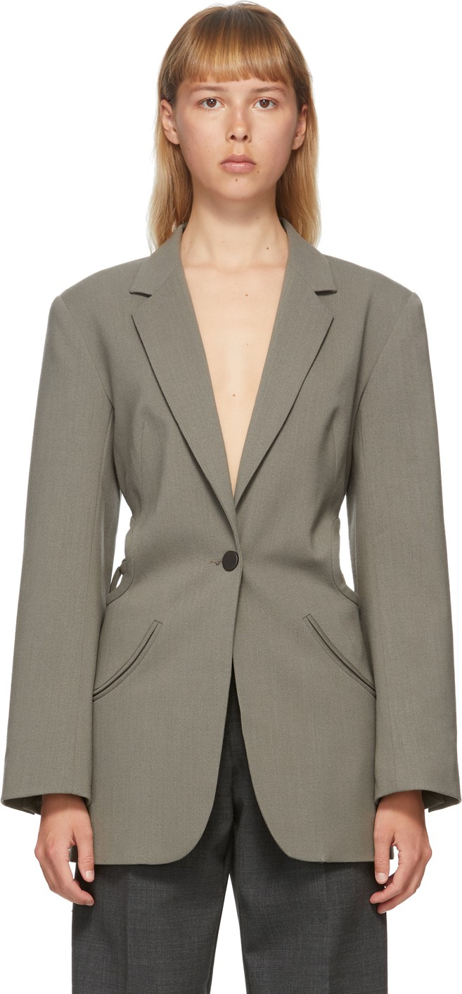Christopher Esber Green Wool Floating Loophole Blazer