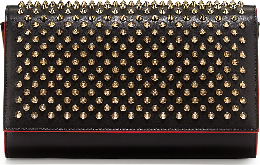 Christian Louboutin Paloma Fold-Over Spike Clutch Bag, Black