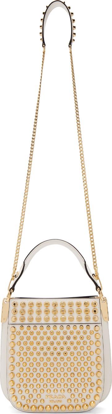 Prada White Small Studded Margit Bag