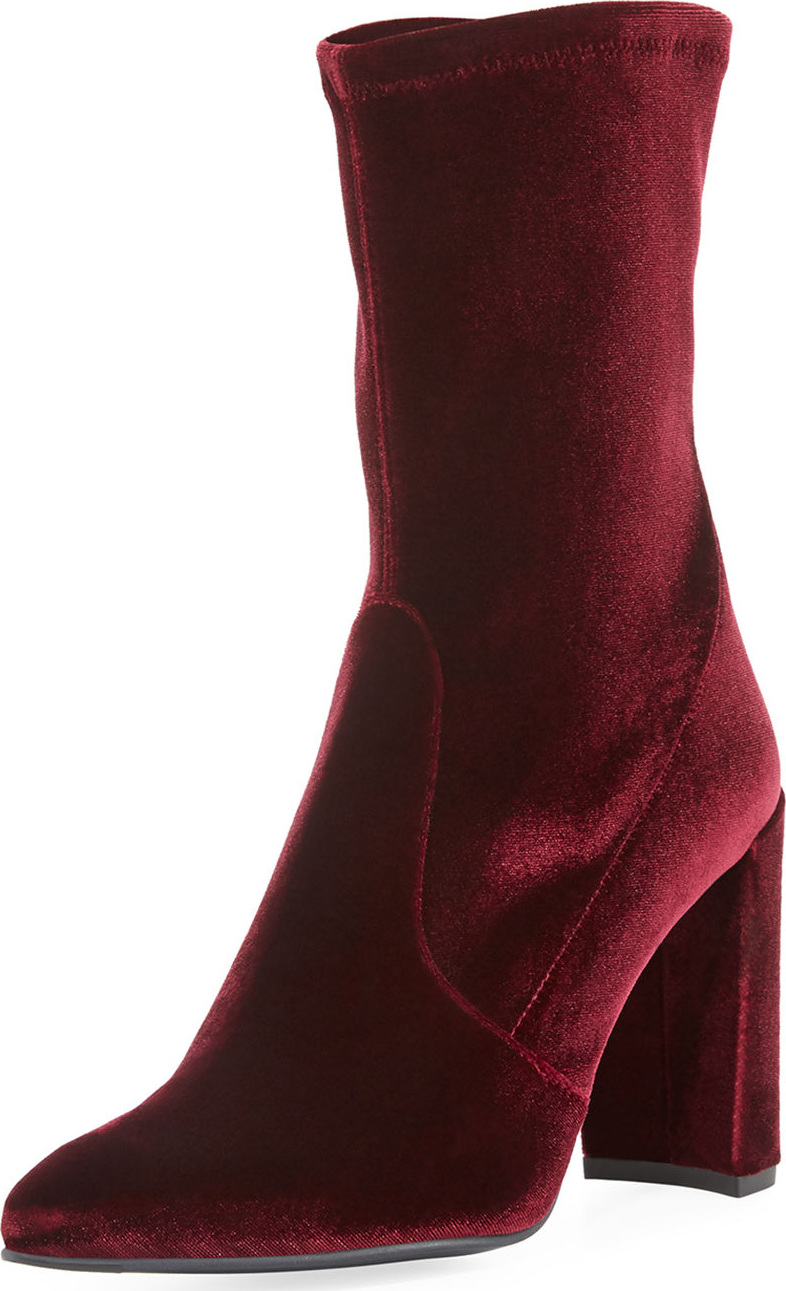 Stuart Weitzman Clinger Stretch-Velvet Mid-Calf Boot