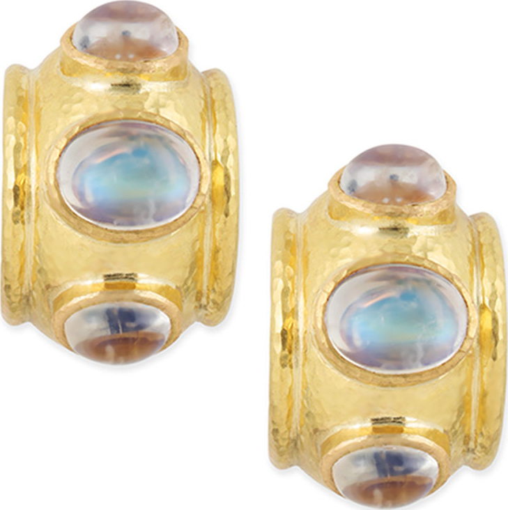Elizabeth Locke Moonstone Cabochon Clip/Post Earrings