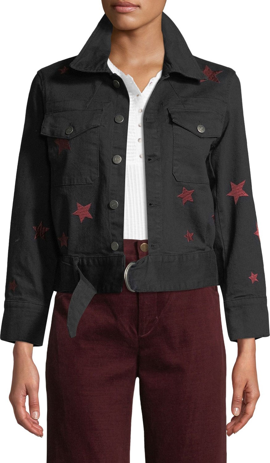 M.i.h Jeans Star Button-Front Cropped Denim Jacket
