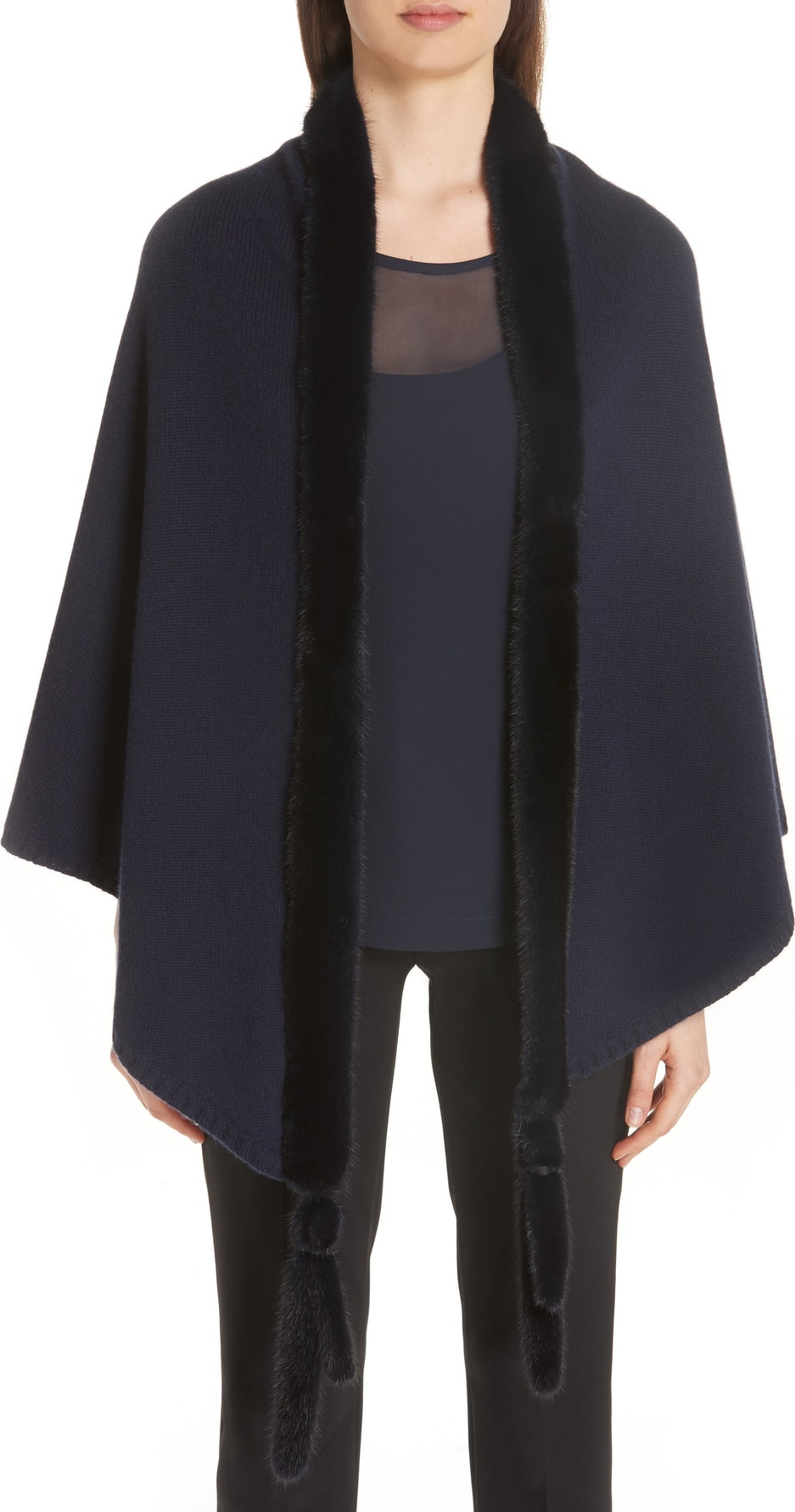 Max Mara Cashmere & Genuine Mink Fur Wrap