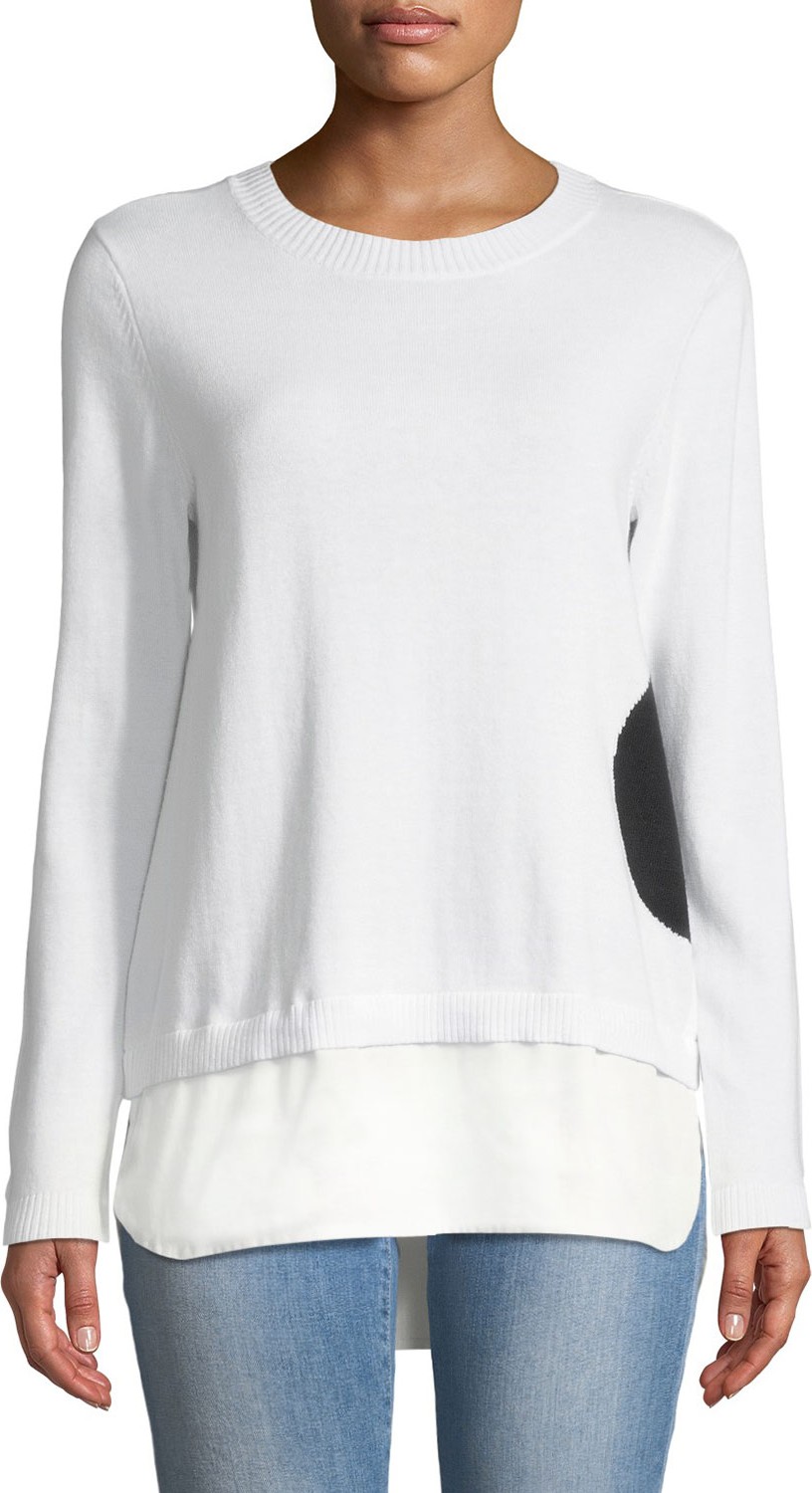 Lisa Todd Dot Sweater with Shirting Hem