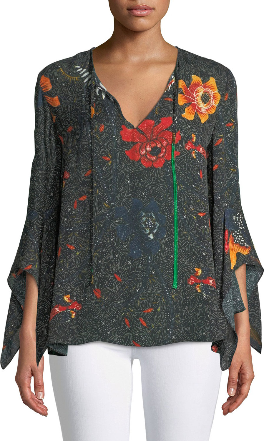 KOBI HALPERIN Rubie Floral-Print Silk Blouse
