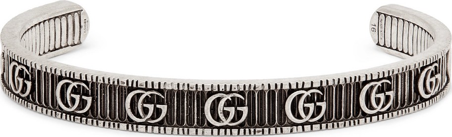 Gucci Engraved Burnished Sterling Silver Cuff