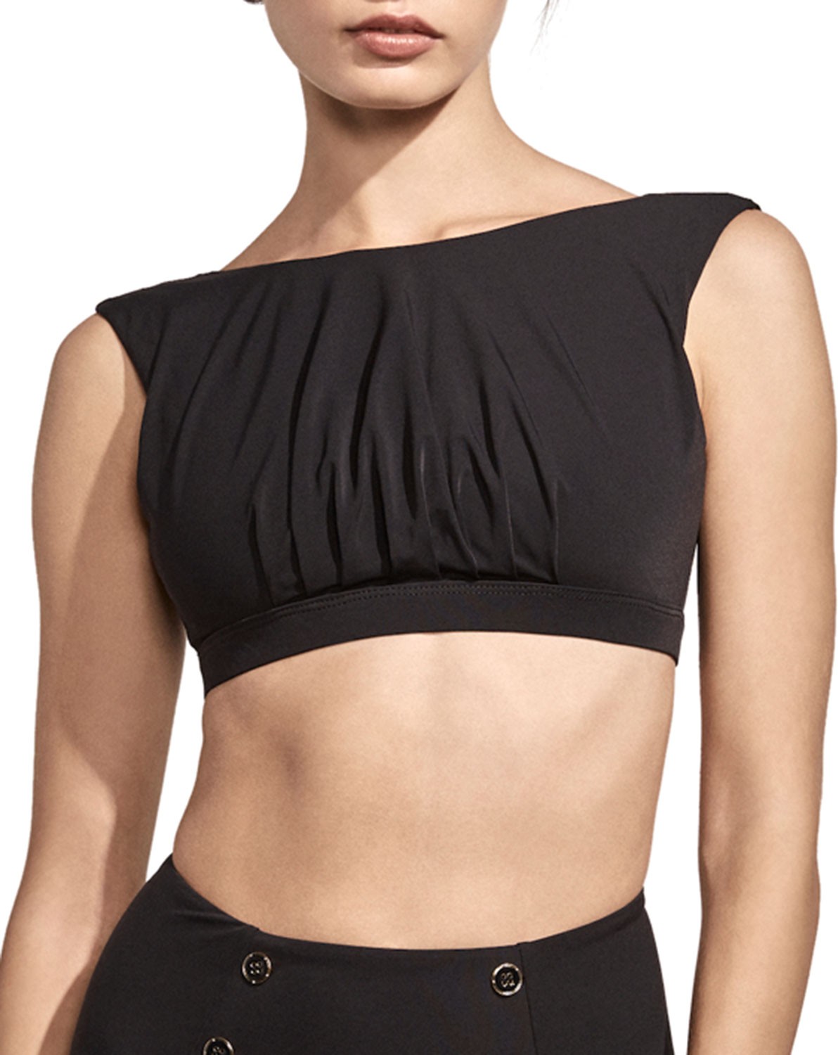 Amaiò Swim Opio Pleated Boat-Neck Bikini Top