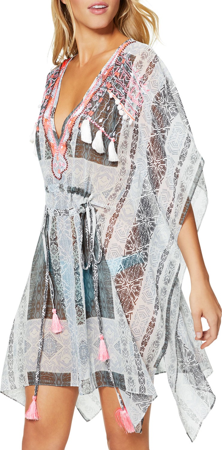 Ramy Brook Akila Embroidered V-Neck Coverup Caftan
