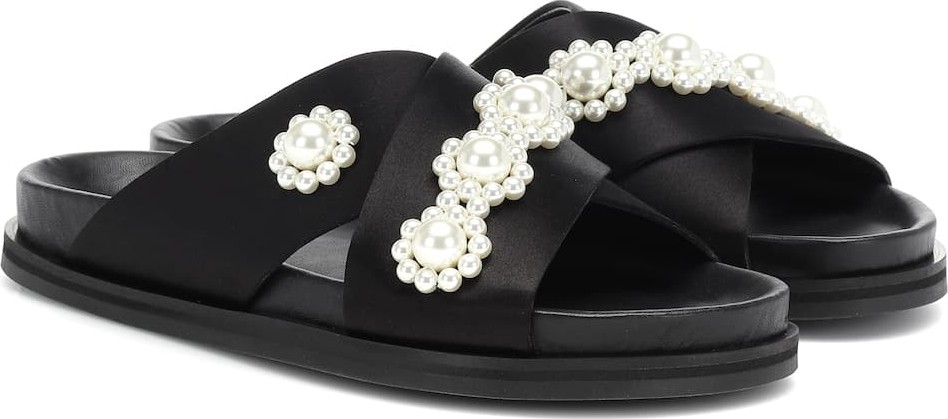 Simone Rocha Embellished satin slides