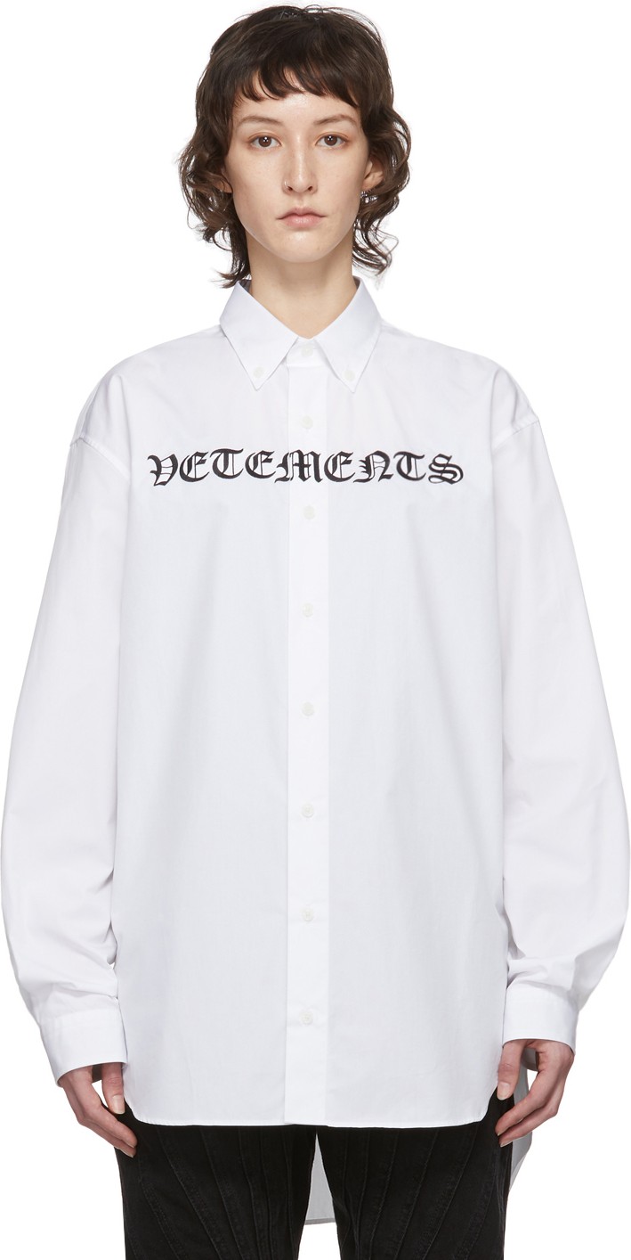 Vetements White Gothic Logo Shirt