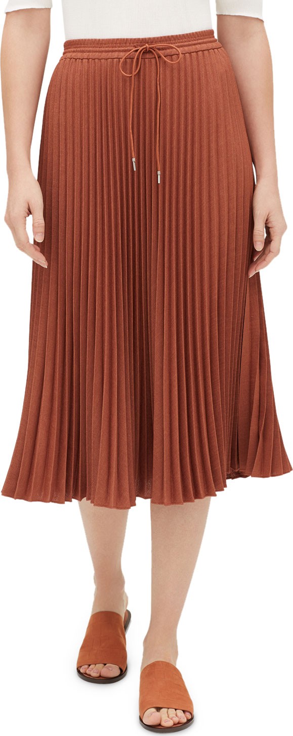 Lafayette 148 New York Gwenda Kensington Cloth Pleated Skirt w/ Drawstring Waist