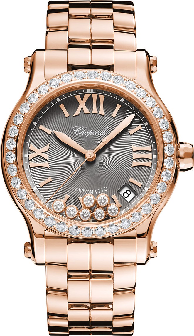 Chopard 18k Rose Gold Diamond Happy Sport Automatic Bracelet Watch