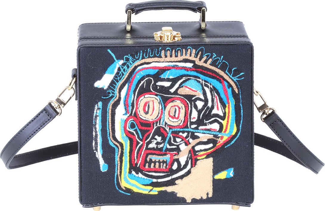 Olympia Le-Tan Basquiat Skull Square Book Clutch Bag