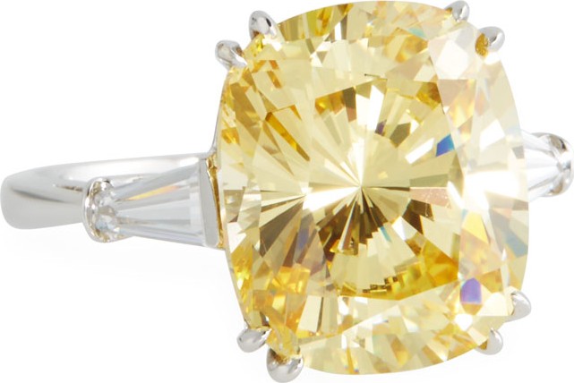Fantasia by DeSerio Canary Cubic Zirconia Cushion Ring, 8.75 TCW