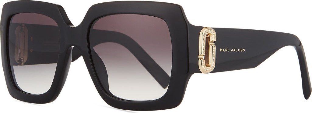 MARC JACOBS Neiman Marcus 110th Anniversary Edition Square Sunglasses, Black/Gray