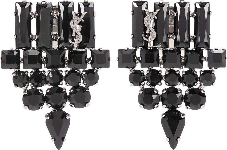 Saint Laurent Crystal-embellished clip-on earrings