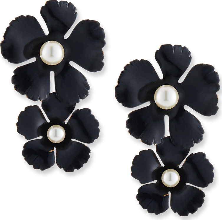 Jennifer Behr Coco Pearly Flower Drop Earrings