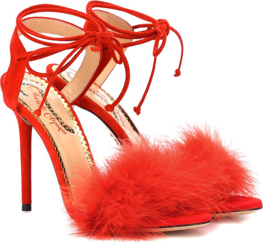 Charlotte Olympia Salsa 110 feather-trimmed sandals