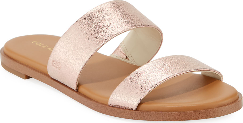 Cole Haan Findra Grand Flat Metallic Leather Slide Sandal