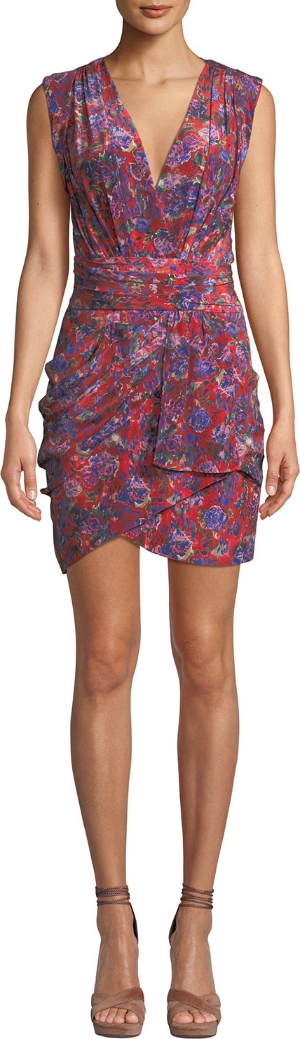 IRO Swing Floral-Print Shirred Sleeveless Dress