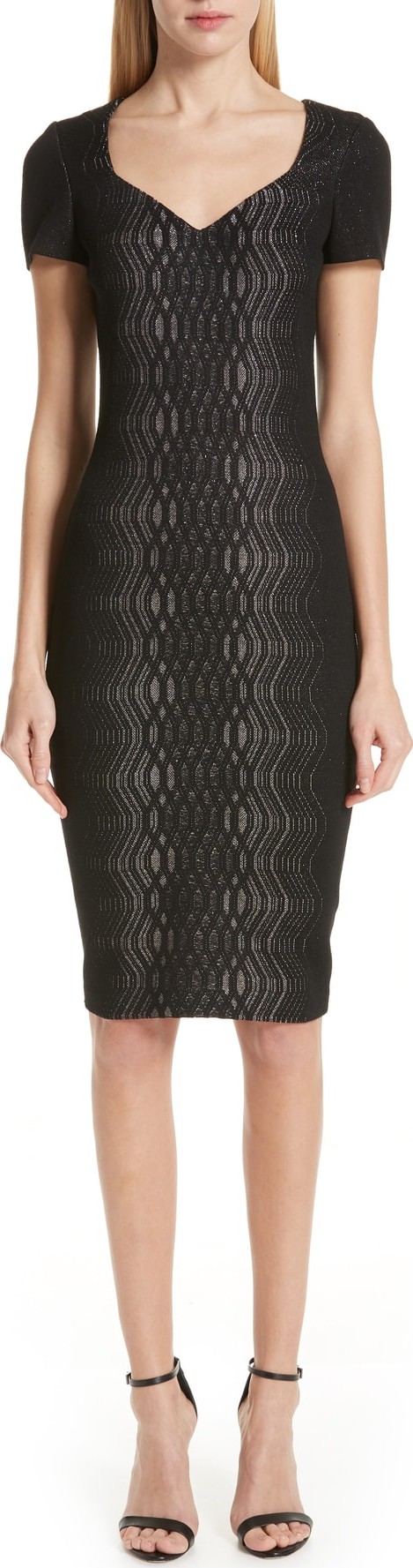 St. John Illusion Jacquard Knit Dress