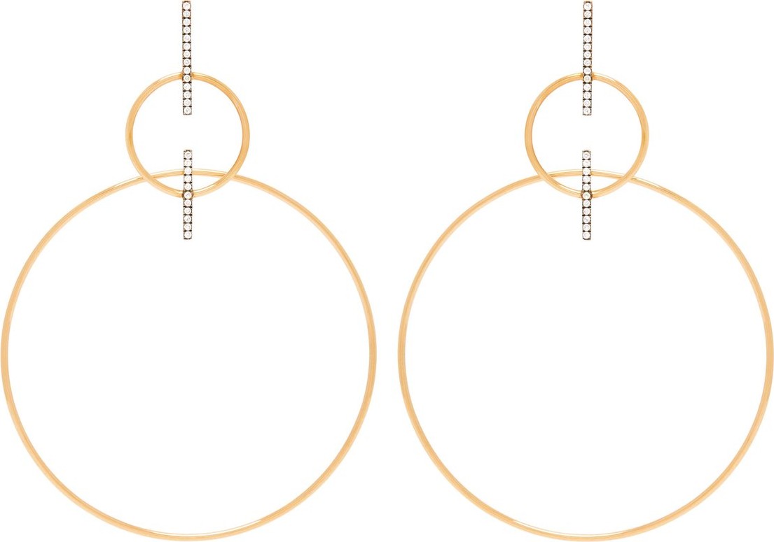 Diane Kordas 18kt gold & diamond double-hoop drop earrings