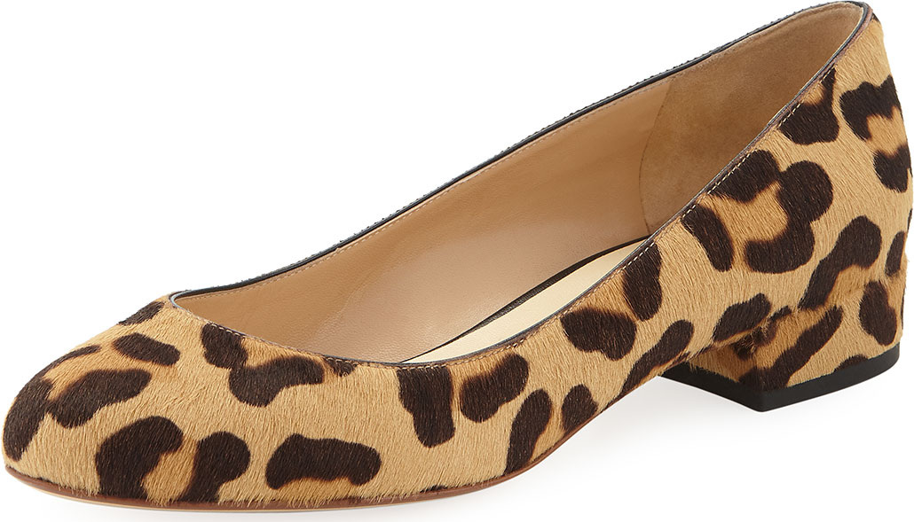 Francesco Russo Leopard Fur Ballerina Flats